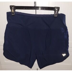 Baleaf Womens Navy Blue Running Shorts Medium Zipper Pocket Reflective Athletic